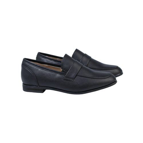 Fintoes Black Leather Boys Dress Shoe For Work And School