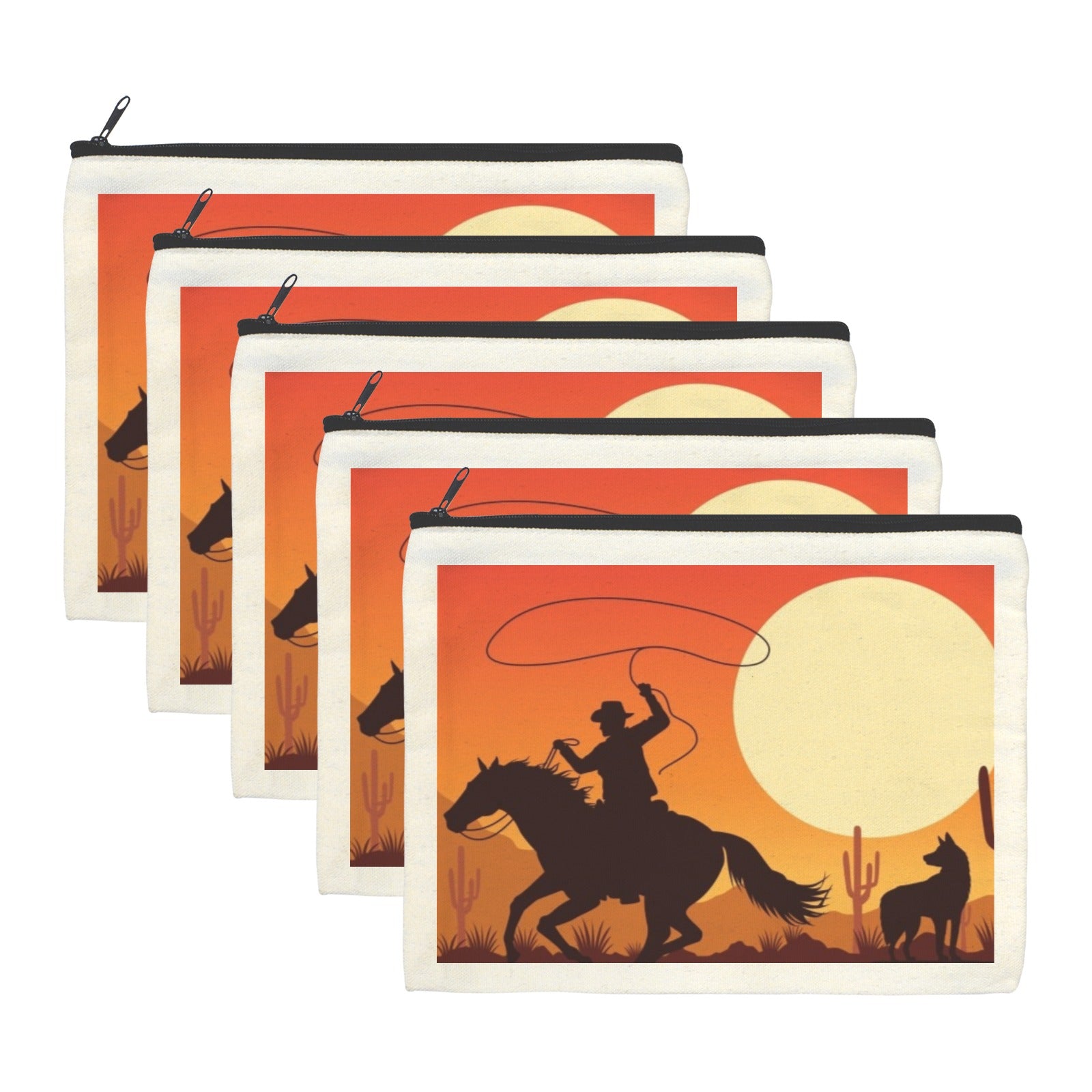Cowboy Sunset Cosmetic Bag Pack of 5 Made in America