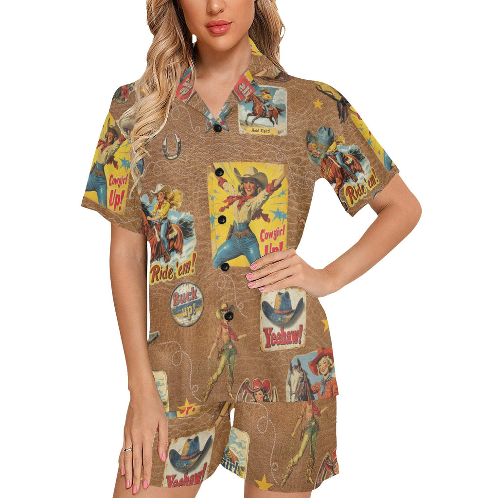 Vintage Cowgirl Collage Pajama Set