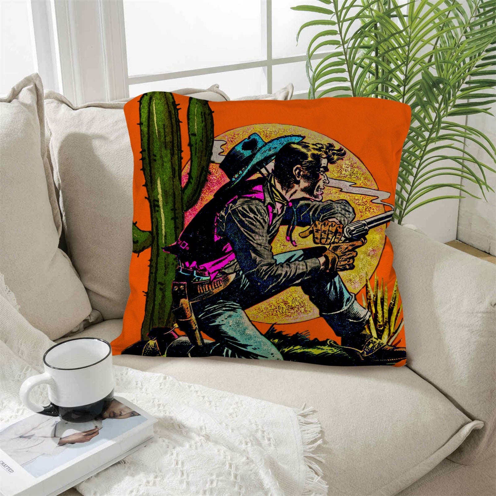 Wild West Cowboy Throw Pillow Case