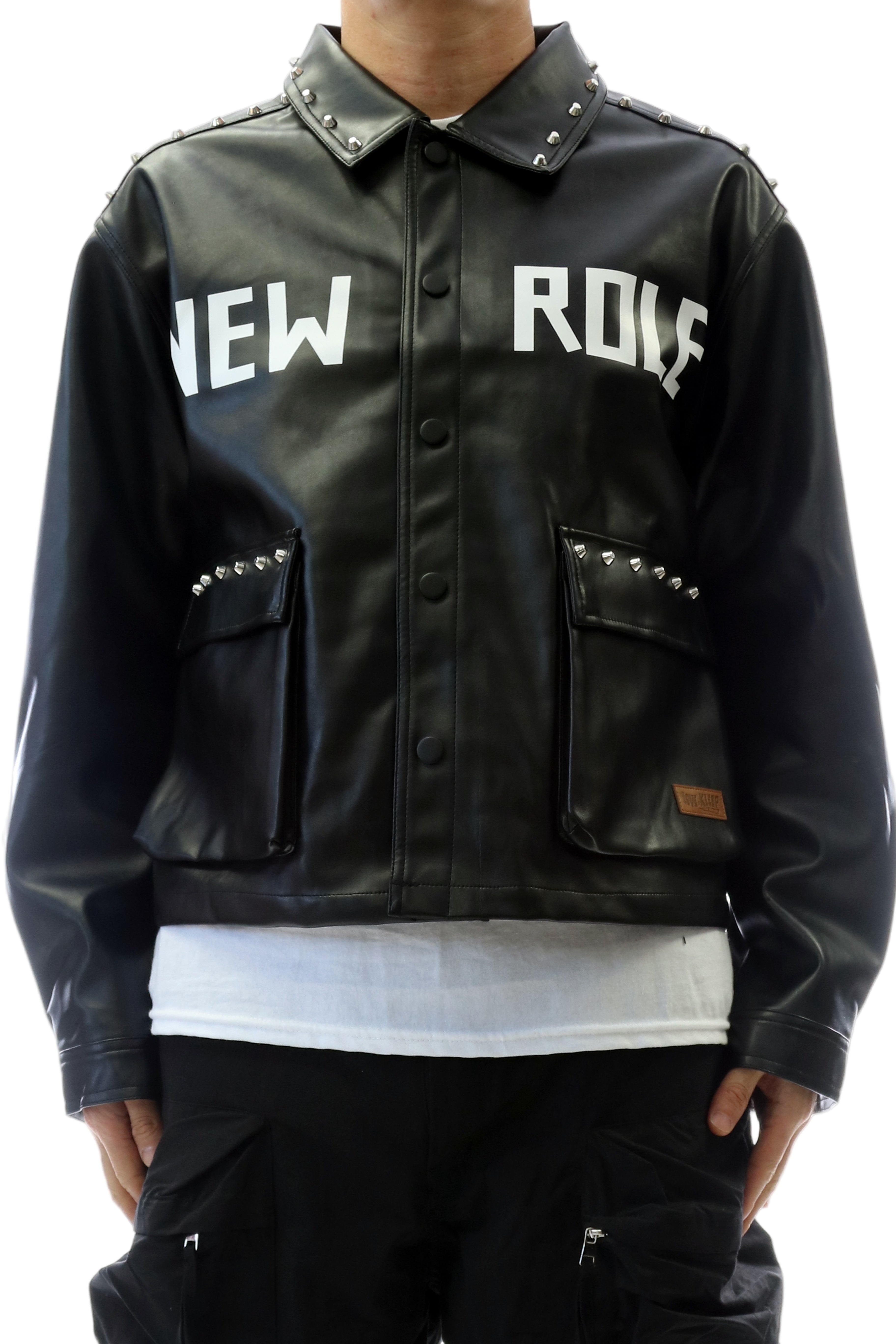DRAKON Faux Leather Crop Top Jacket