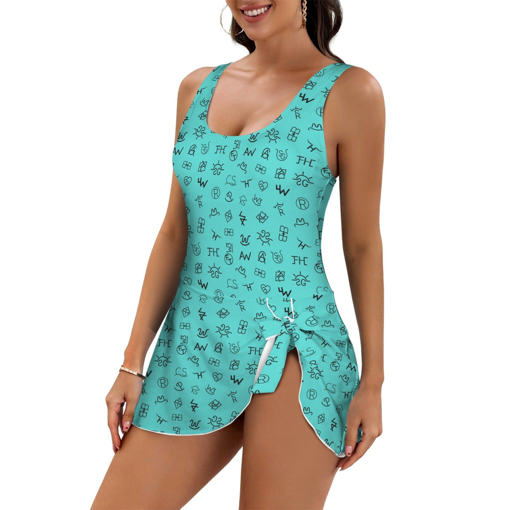 Cattle Brands Skirted Swimsuit