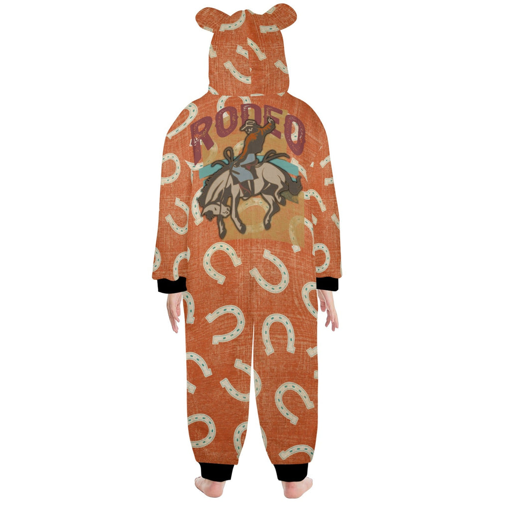 Rodeo Horseshoe Big Kid Onesie Hooded Pajamas