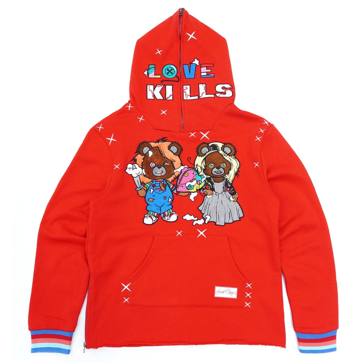 Makobi Love Kills Hoodie in Red, detail view