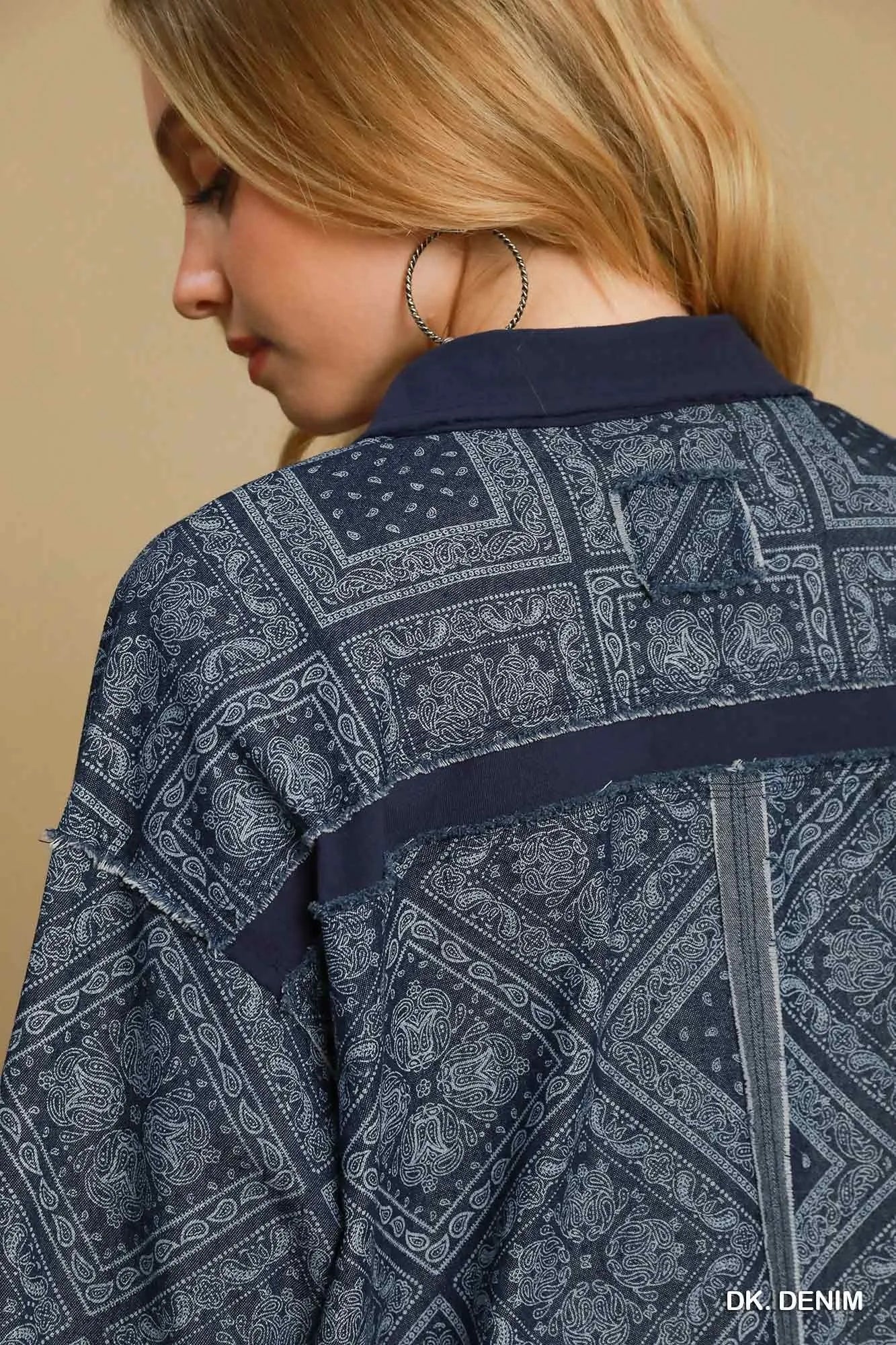 Garden Naked Umgee Paisley Print Denim Shirt Jacket