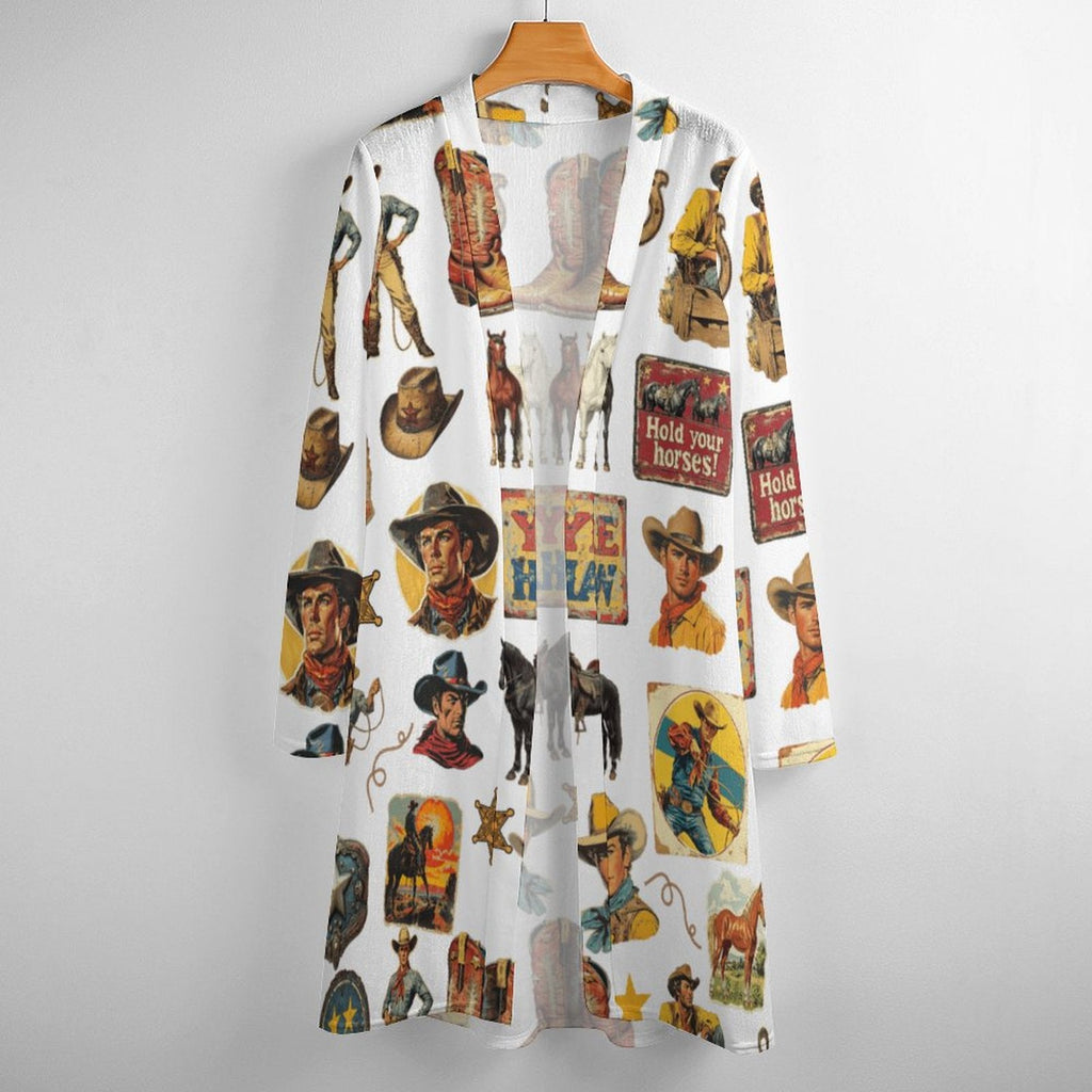 Vintage Cowboy Collage Western Lightweight Cardigan