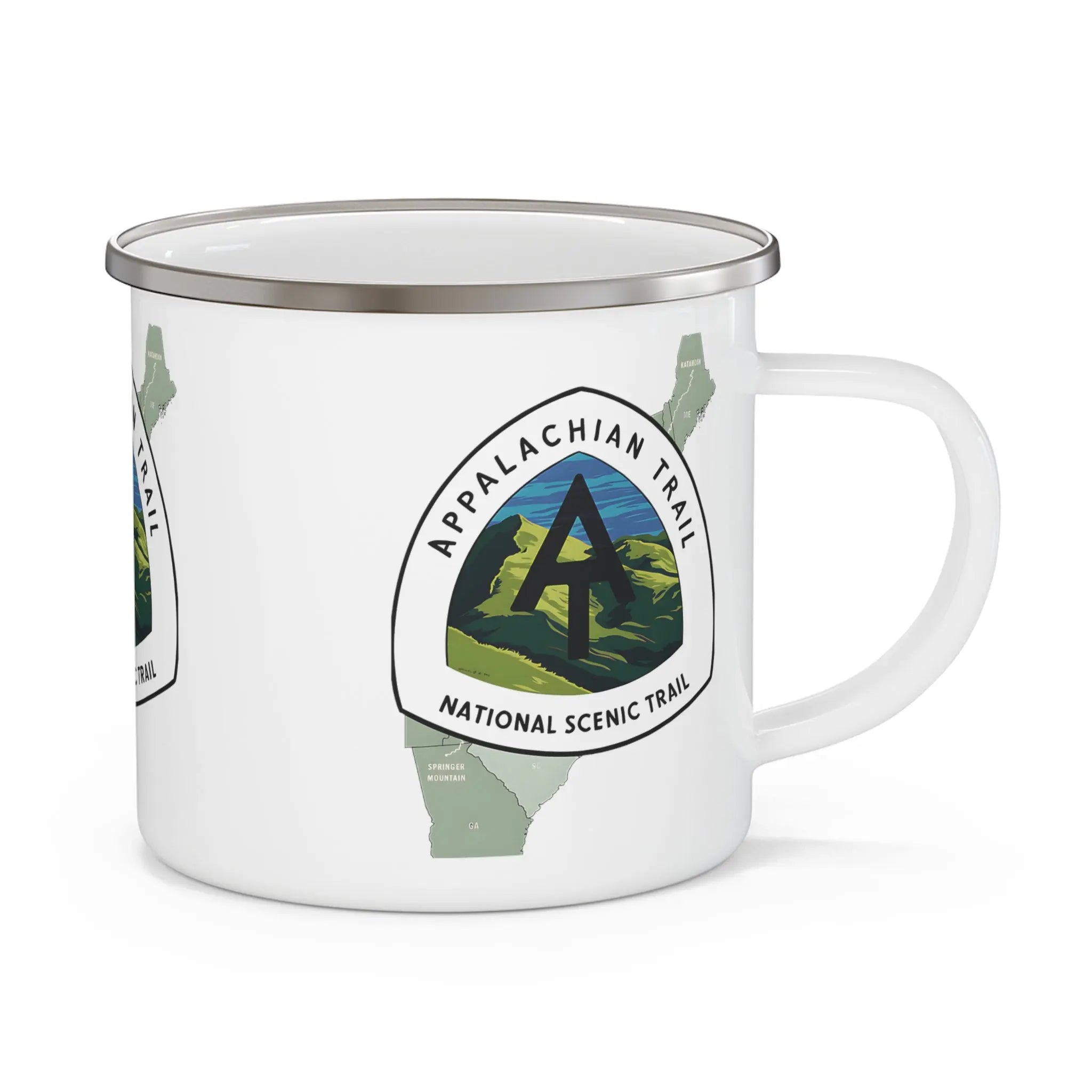 Appalachian Trail Logo Enamel Camping Hike Mug Scenic Map Trail Design