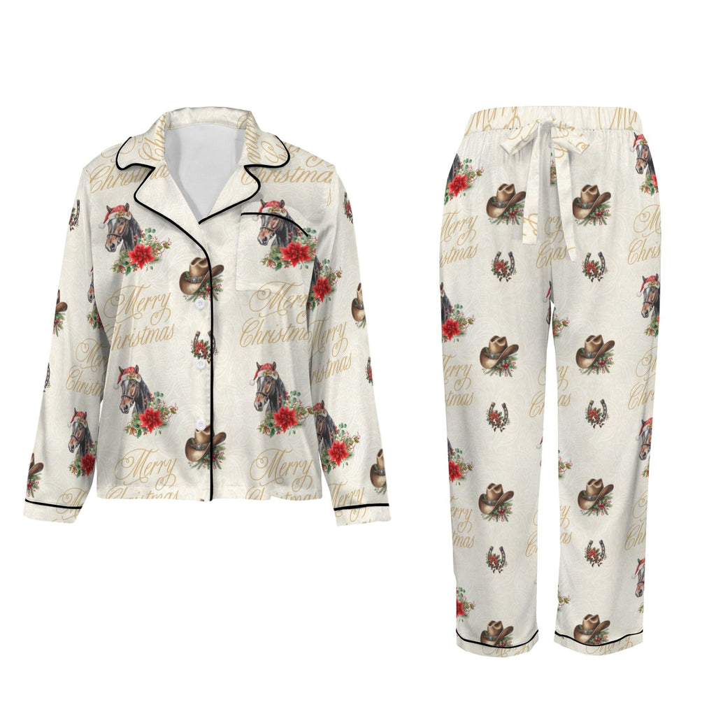 Christmas Horses Satin Western Pajamas