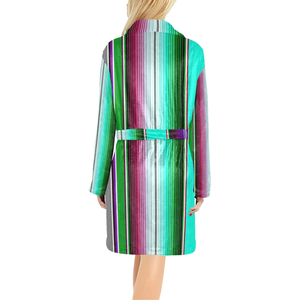 Sample Sale Turquoise Serape Women's Western Bath Robe size LARGE
