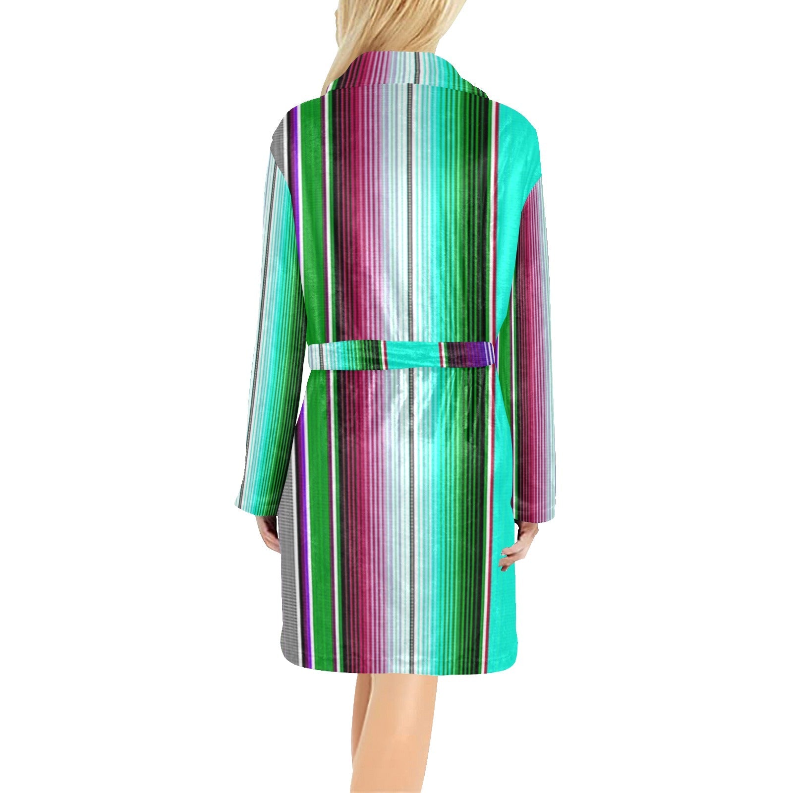Sample Sale Turquoise Serape Women's Western Bath Robe size LARGE