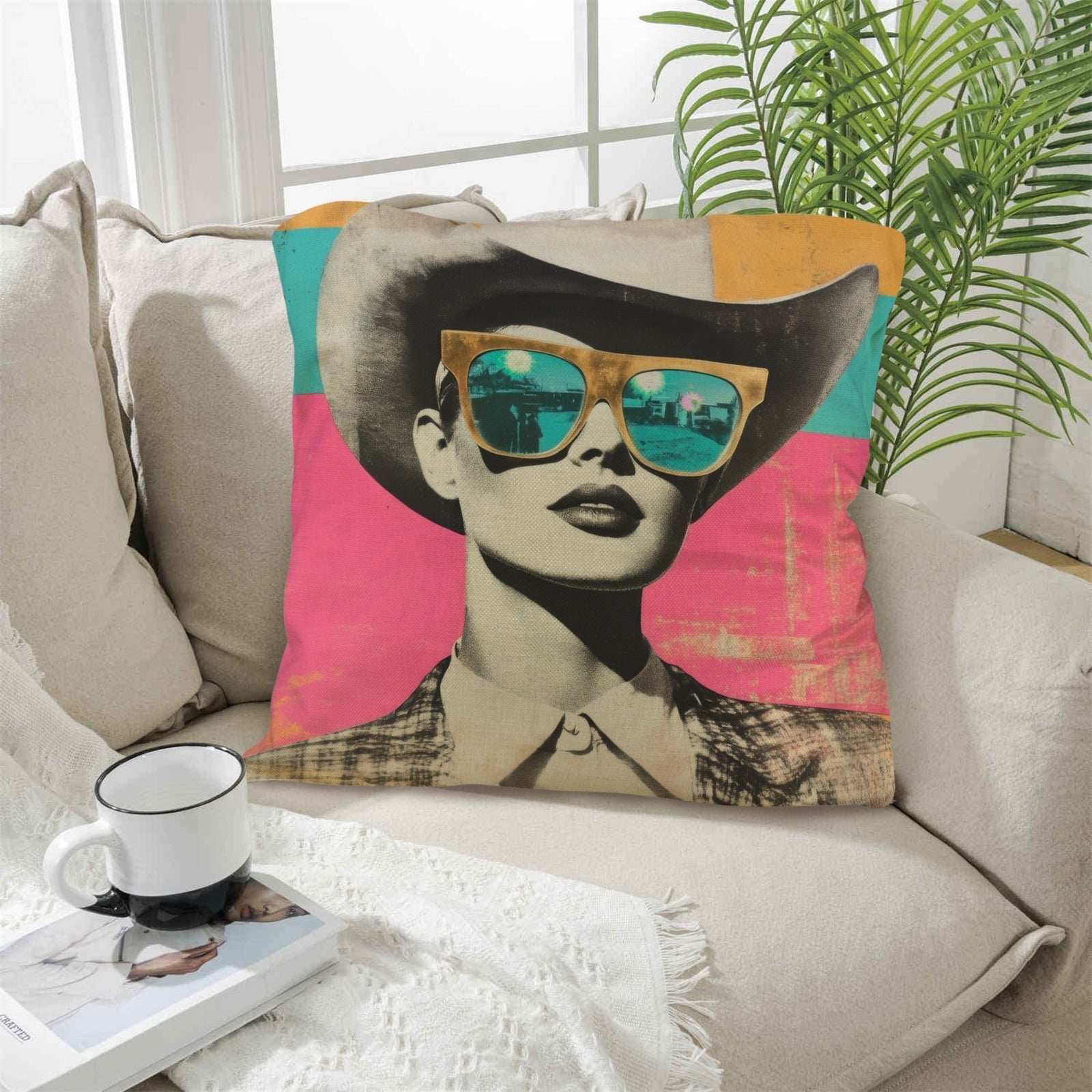 Baha Ranch Retro Pop Western Cool Cowgirl Pillow Case Made in America