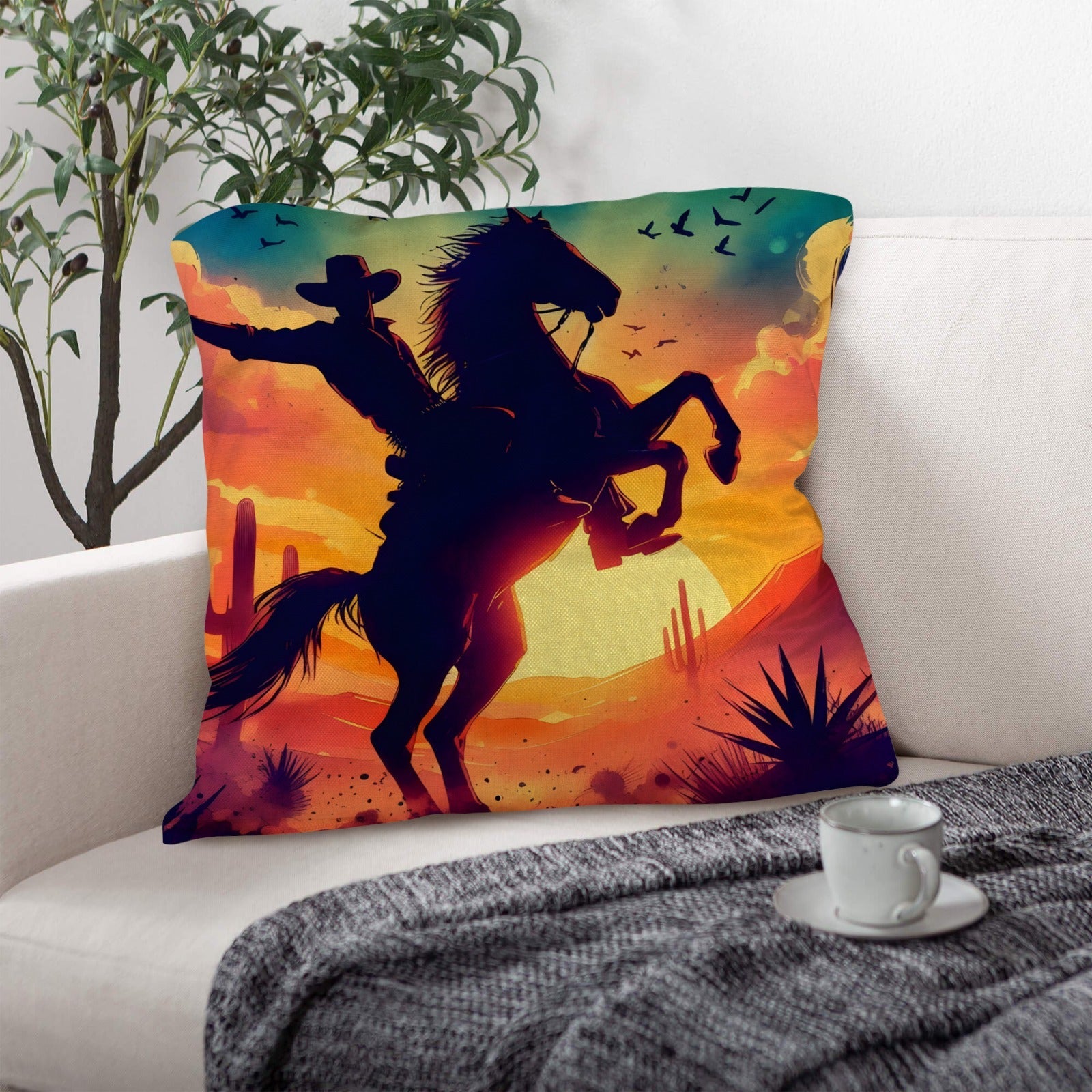 Sunset Cowboy Pillow Case Made in America