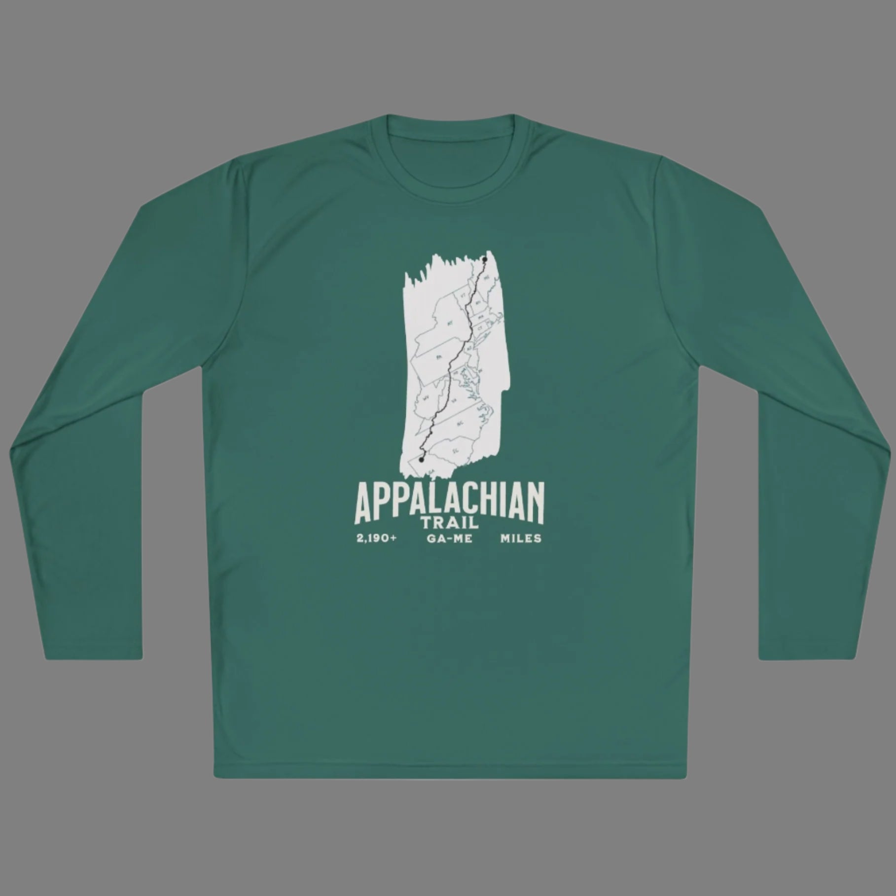 Appalachian Trail White Blaze Map Unisex Fit Tech Sport  Long Sleeve Performance Shirt