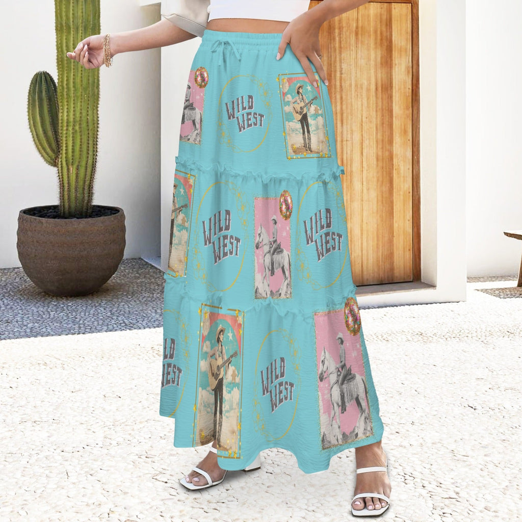 Baha Ranch Retro Pop Western Prairie Maxi Skirt