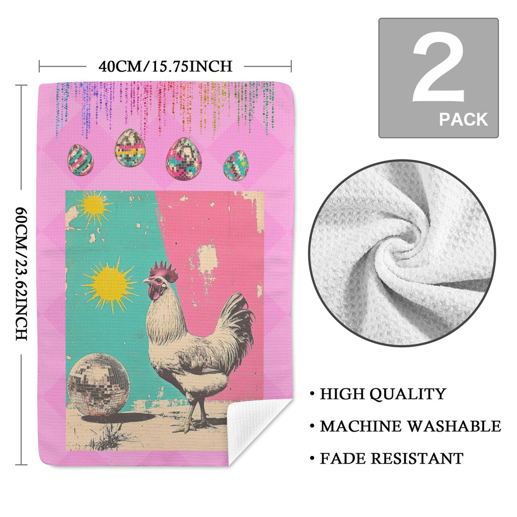 Baha Ranch Disco Chicken Set of 2 (same) Kitchen Towels Made in America