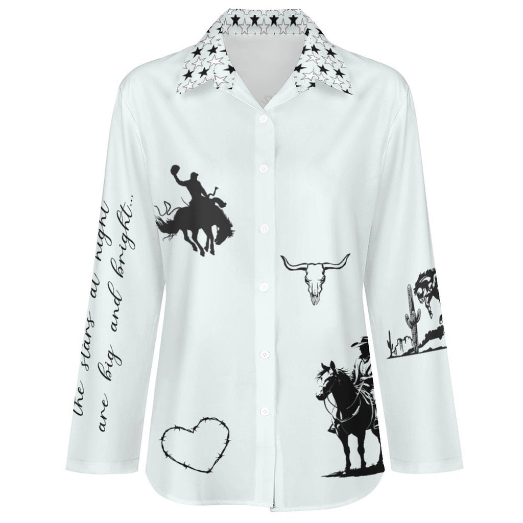 Baha Ranch Deep in the Heart of Texas Graphic Button Up Western Blouse