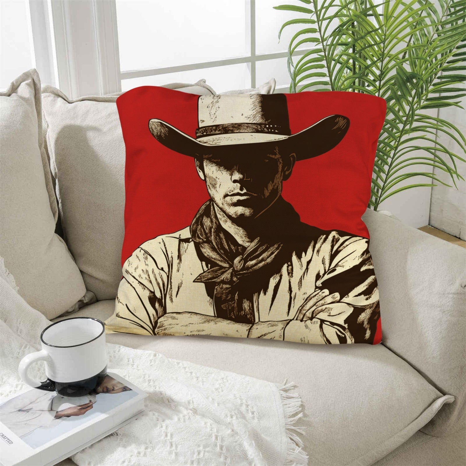 Serious Cowboy Throw Pillow Case Made in America