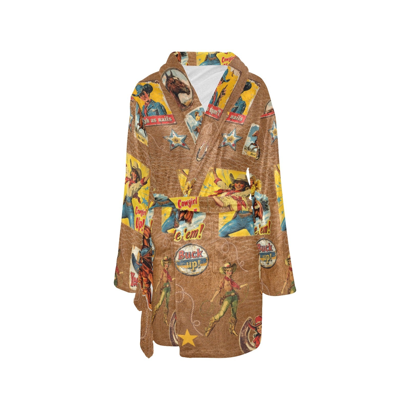 Vintage Cowgirl Collage Bath Robe