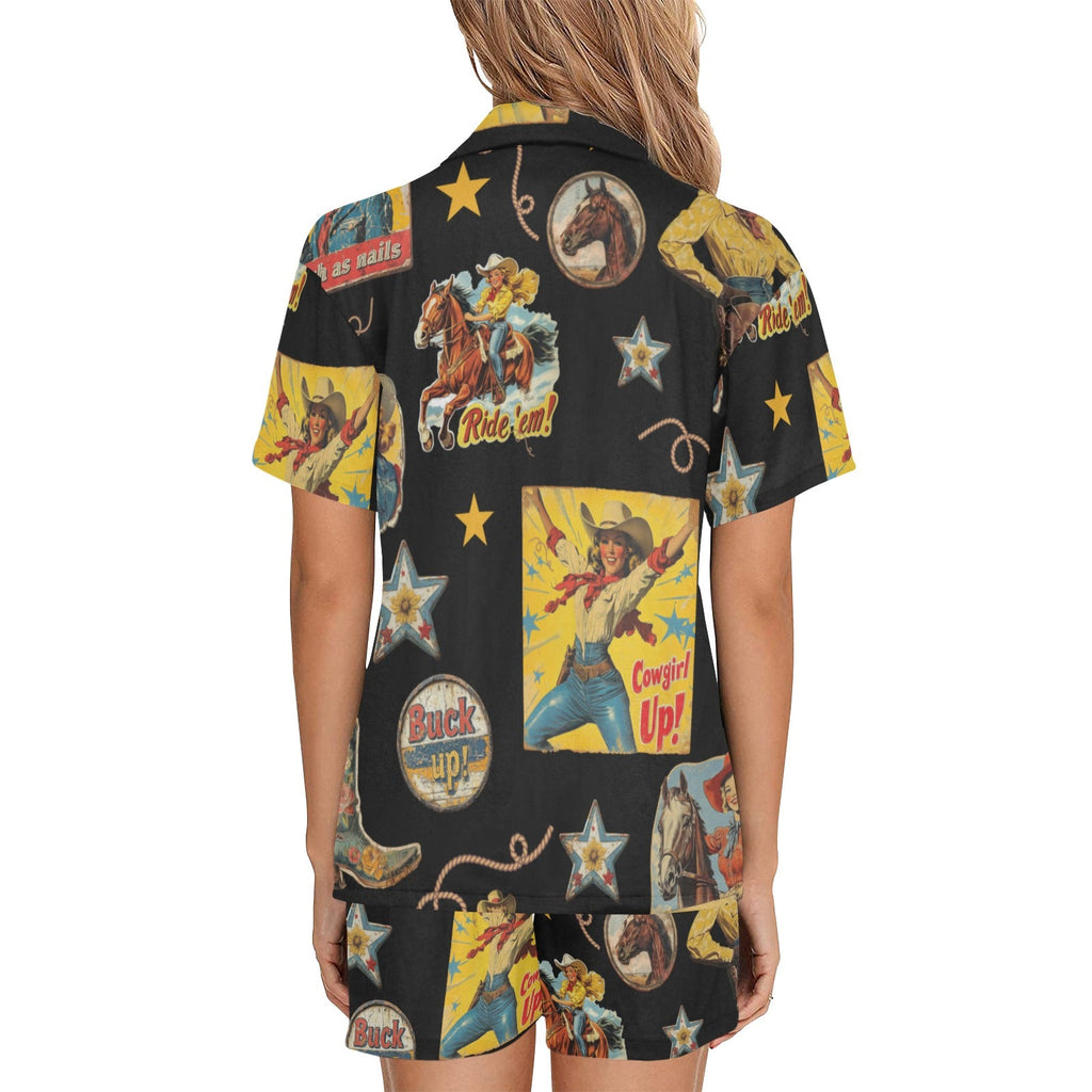 Vintage Cowgirl Collage Western Pajama Set
