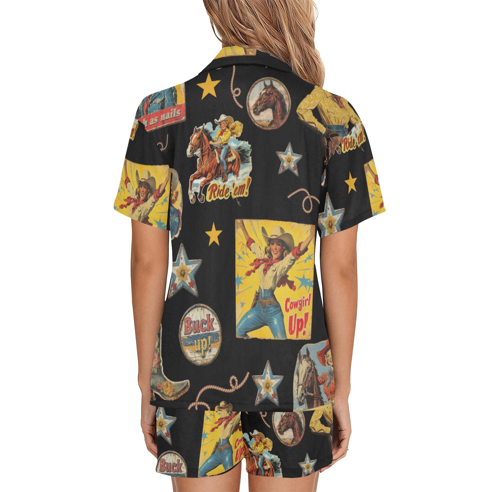 Vintage Cowgirl Collage Western Pajama Set