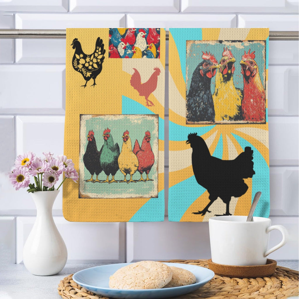 Baha Ranch Chicken Days Set of 2 Kitchen Dish Towels (same) Made in America Kitchen Towel Made in America