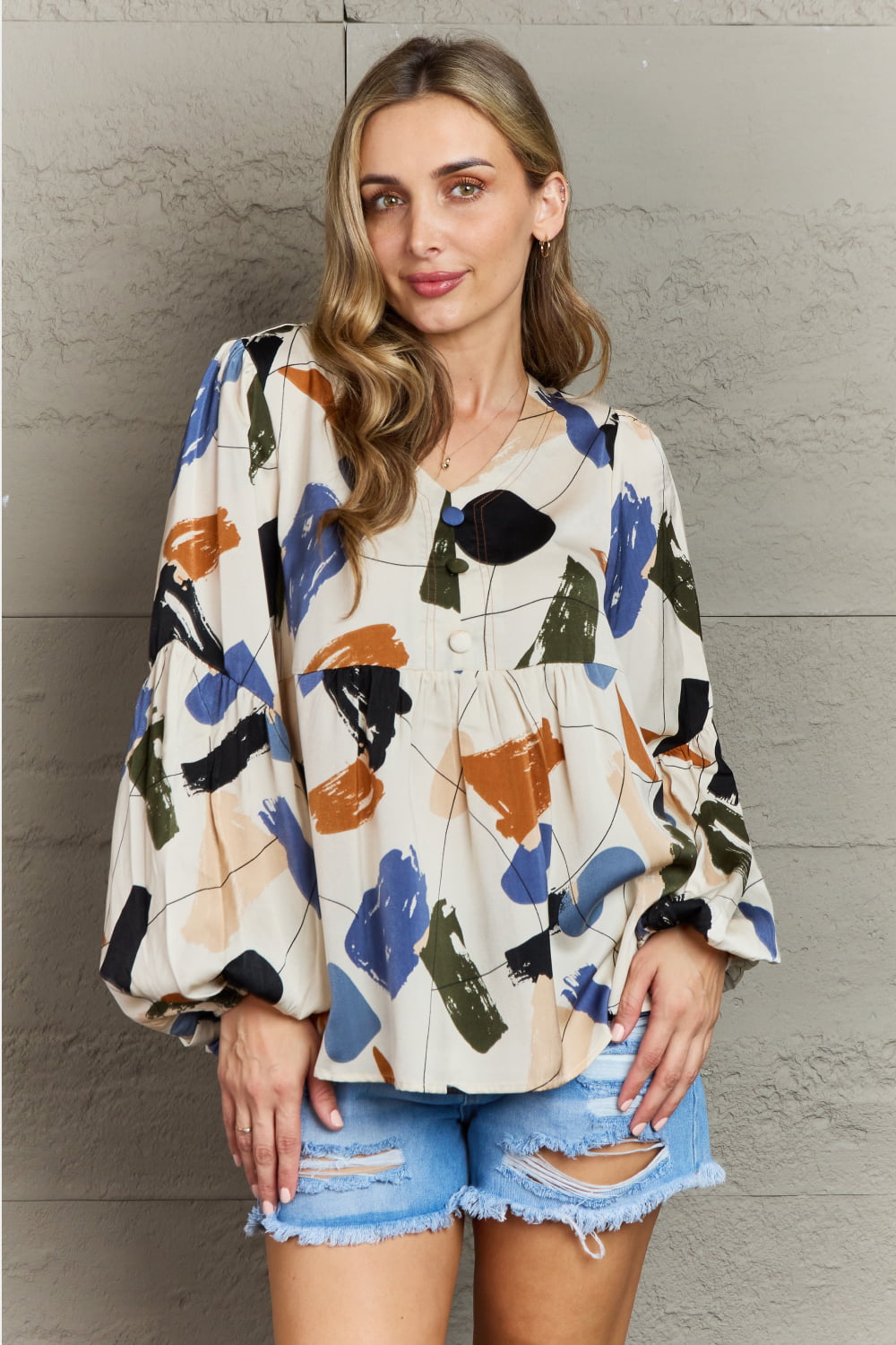 Garden Naked Hailey & Co Wishful Thinking Multicolored Printed Blouse