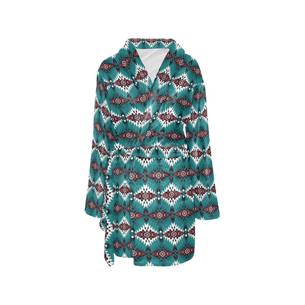 Teal Aztec Women's Western Bath Robe