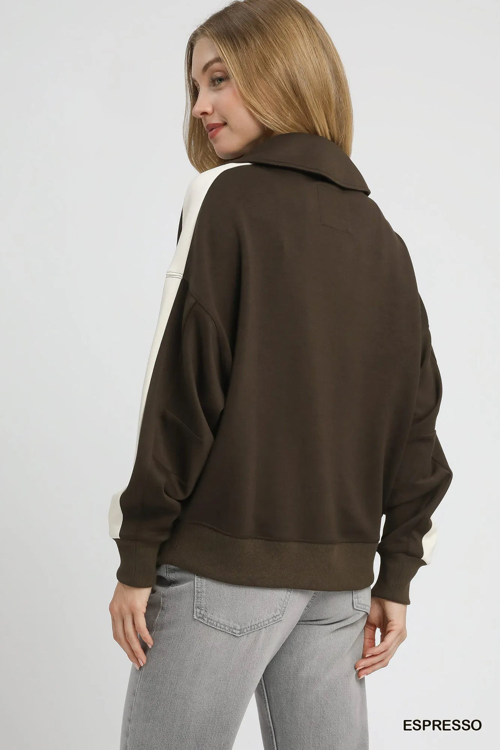 Garden Naked Umgee Color Block Polo Sweatshirt