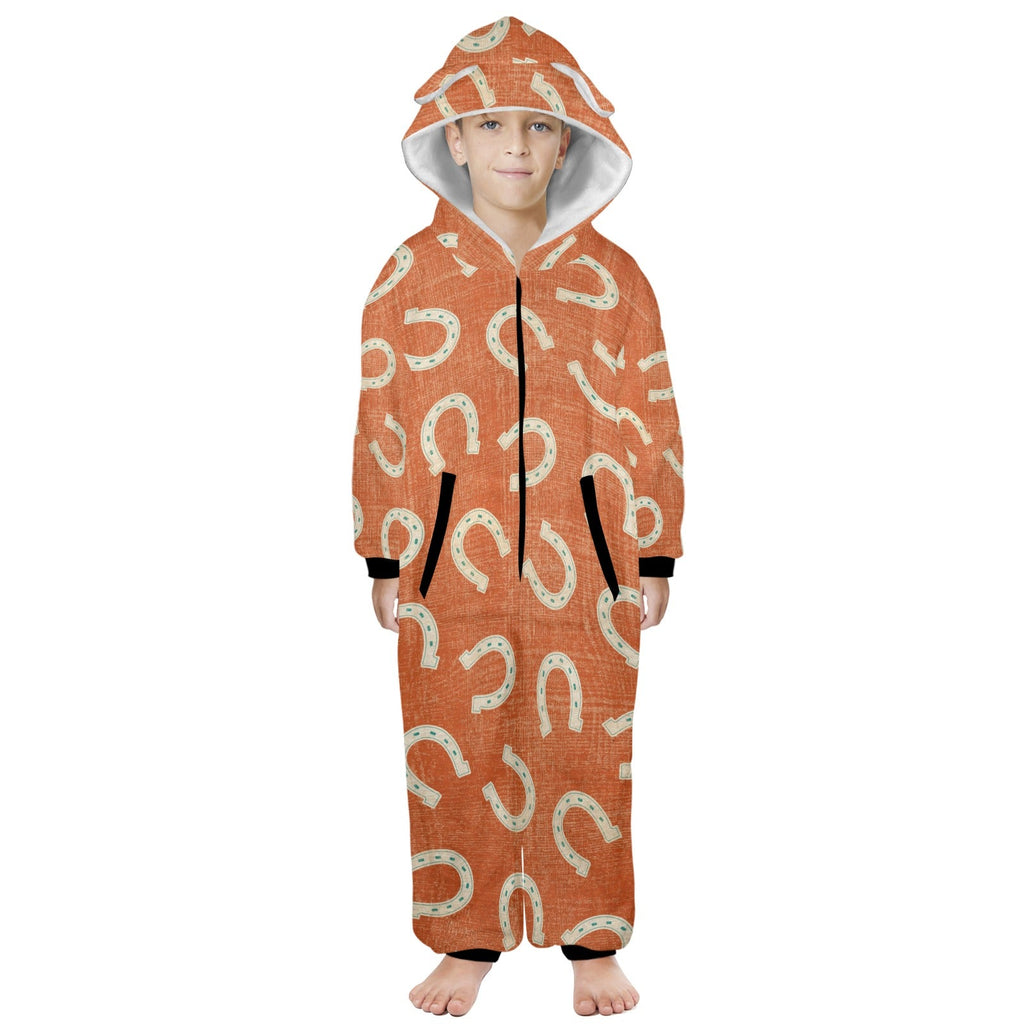 Rodeo Horseshoe Big Kid Onesie Hooded Pajamas