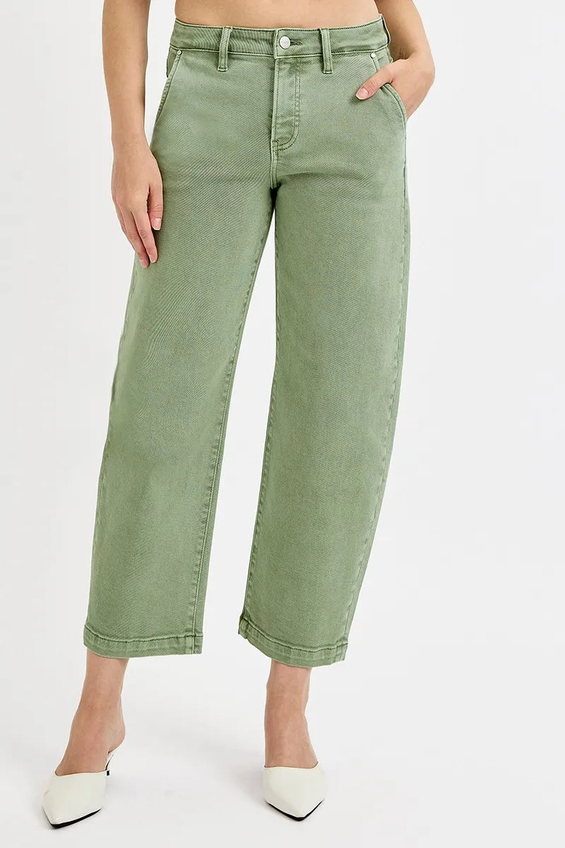 Garden Naked RISEN Full Size Tummy Control High Rise Crop Barrel Jeans Plus Size