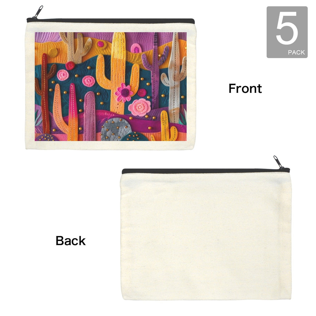 Printed Cactus Cosmetic Bag Pack of 5 Made in America