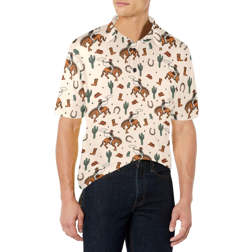 Rodeo Cowboy Western Polo Style Shirt