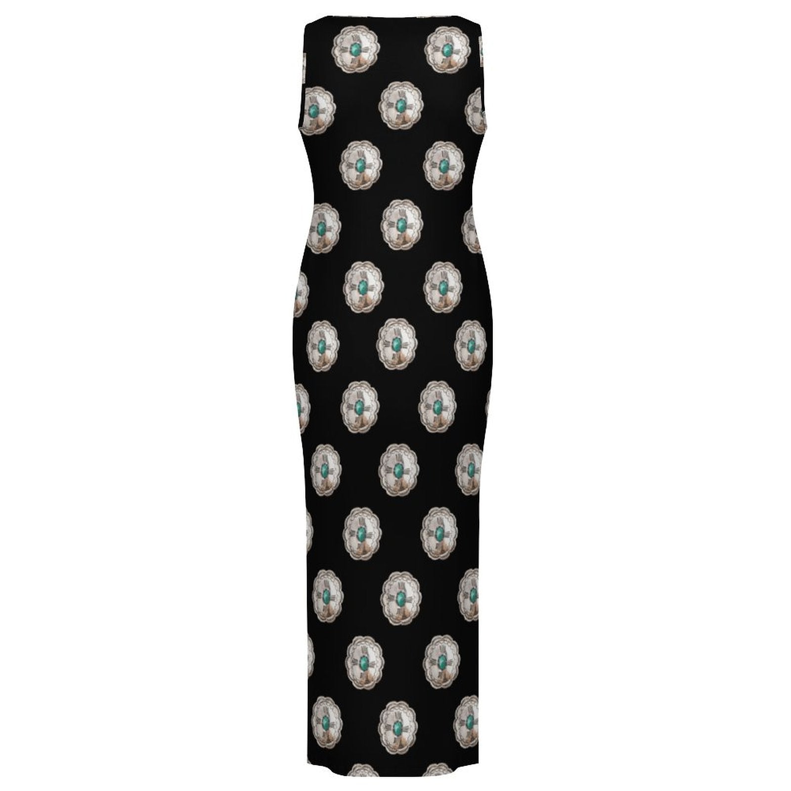 Silver Concho Slit Maxi Dress