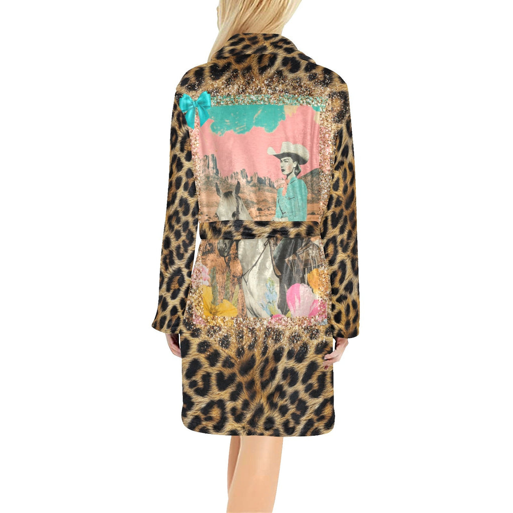 Baha Ranch Retro Pop Western Leopard Cowgirl Robe