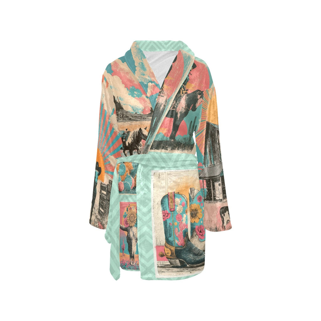 Baha Ranch Honky Tonk Kitsch Ranch Life Plush Minky Fleece Robe