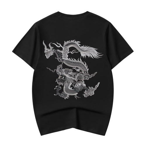 ET521 Grey Dragon Embroidered Tee