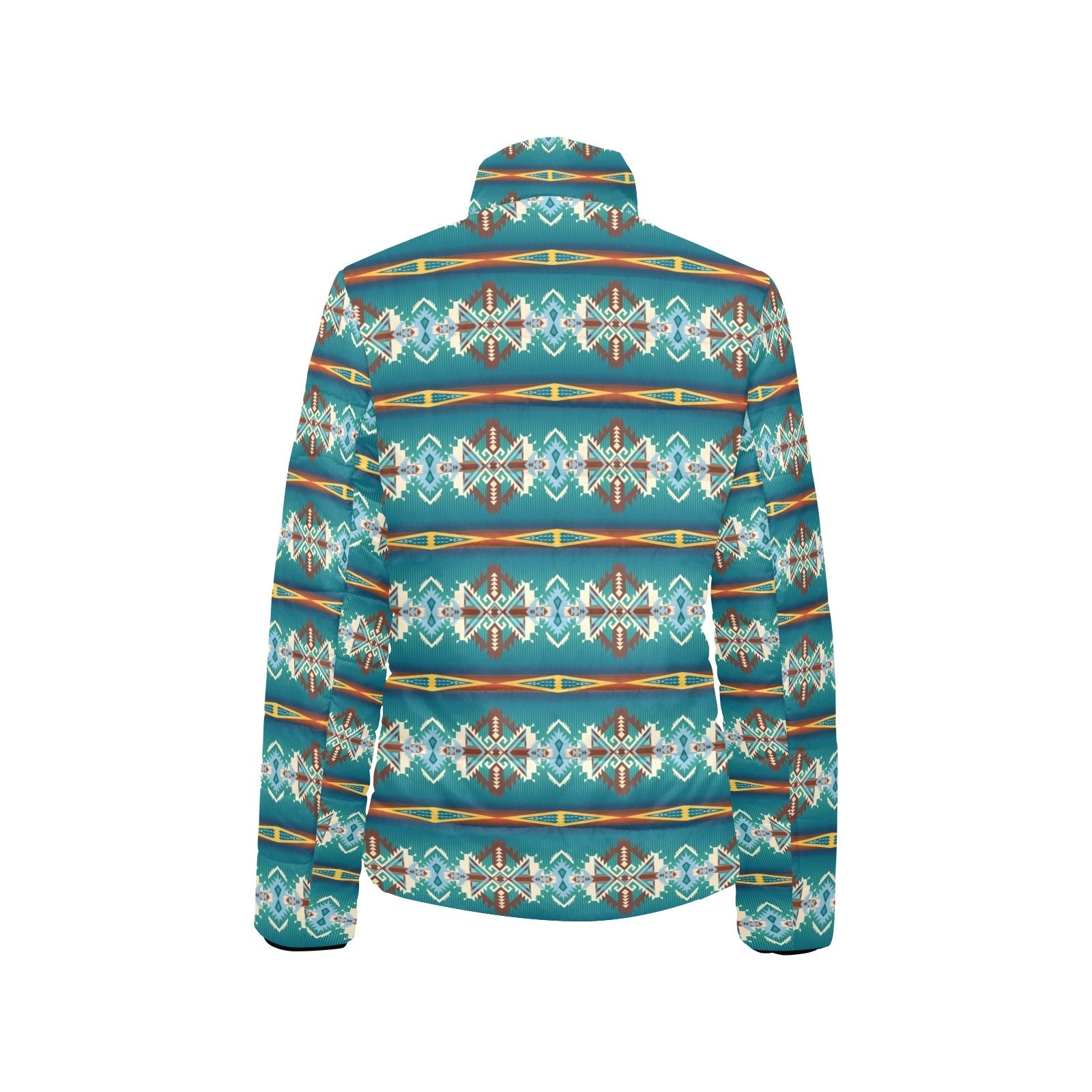 Teal Aztec Women's Puffy Bomber Jacket