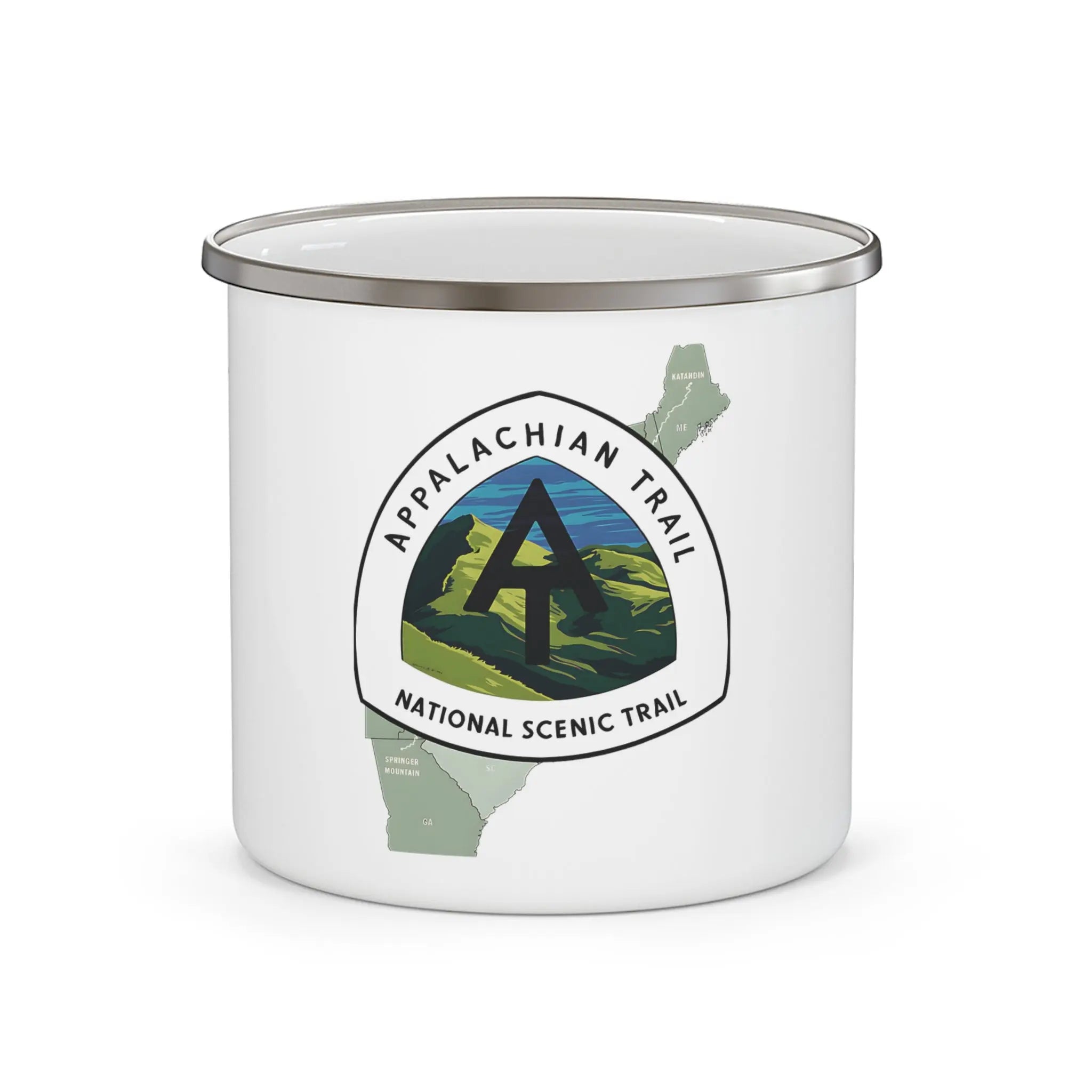 Appalachian Trail Logo Enamel Camping Hike Mug Scenic Map Trail Design