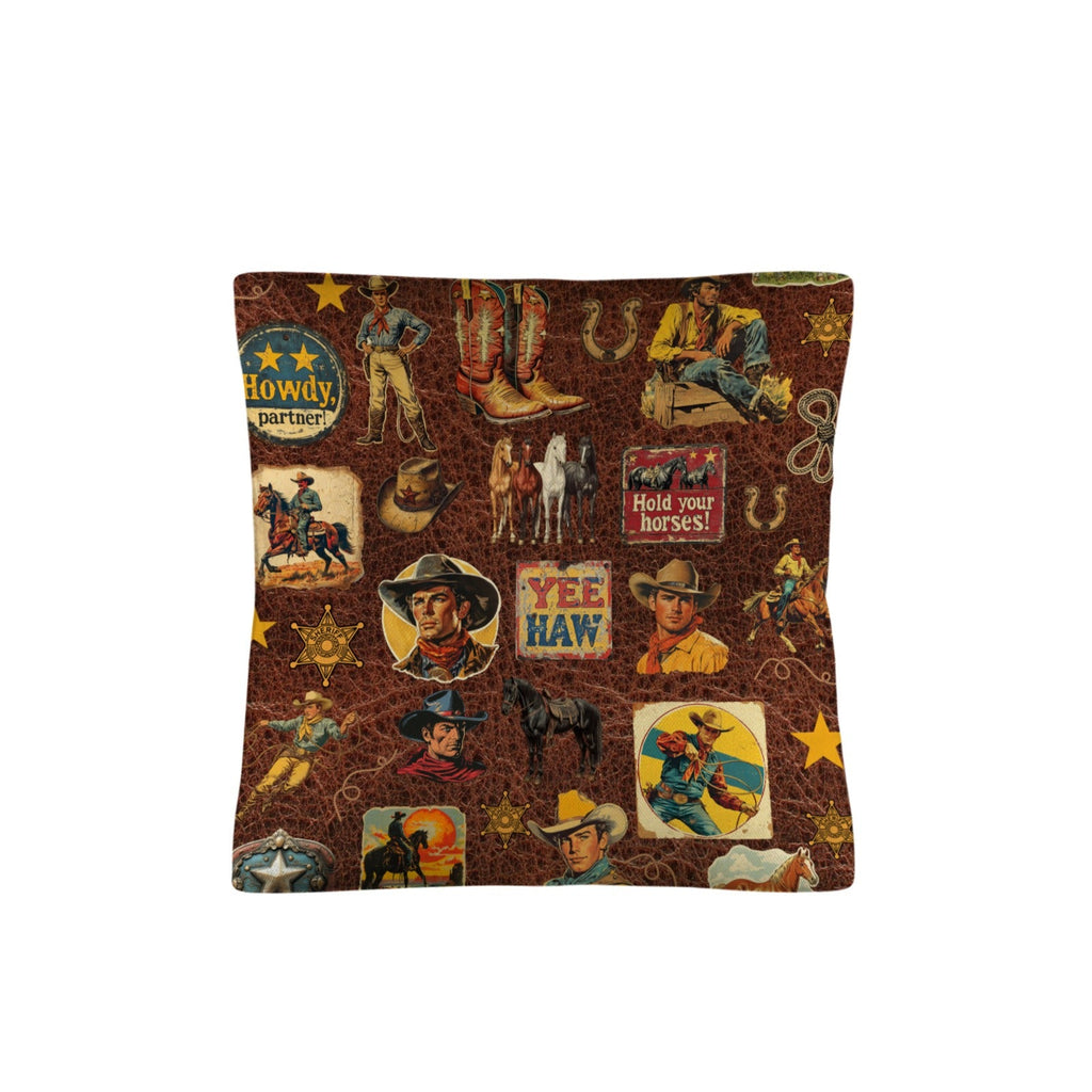 Vintage Cowboy Collage Western Throw Pillow Case Made in America