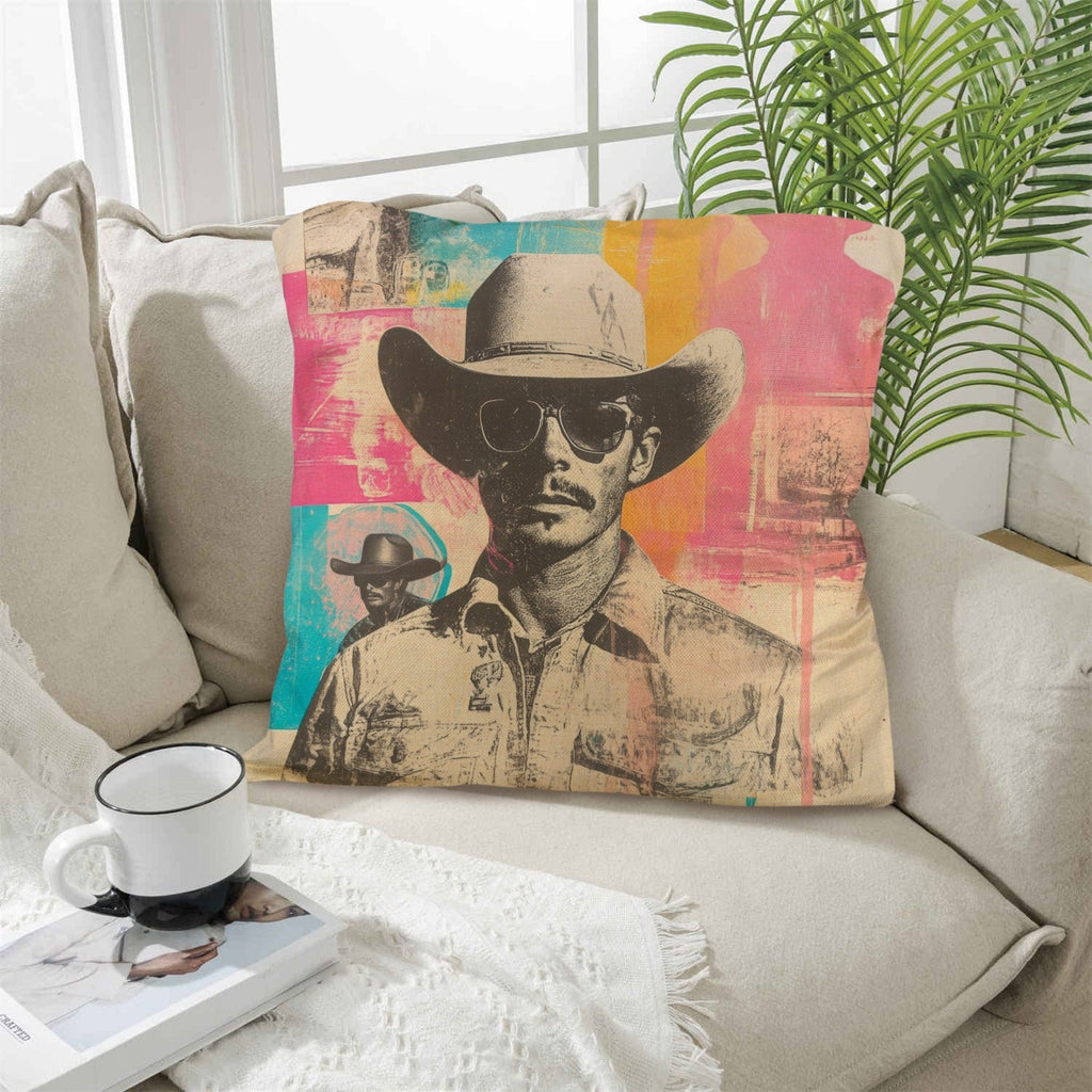Baha Ranch Retro Pop Western Hey Cowboy Pillow Case Made in America