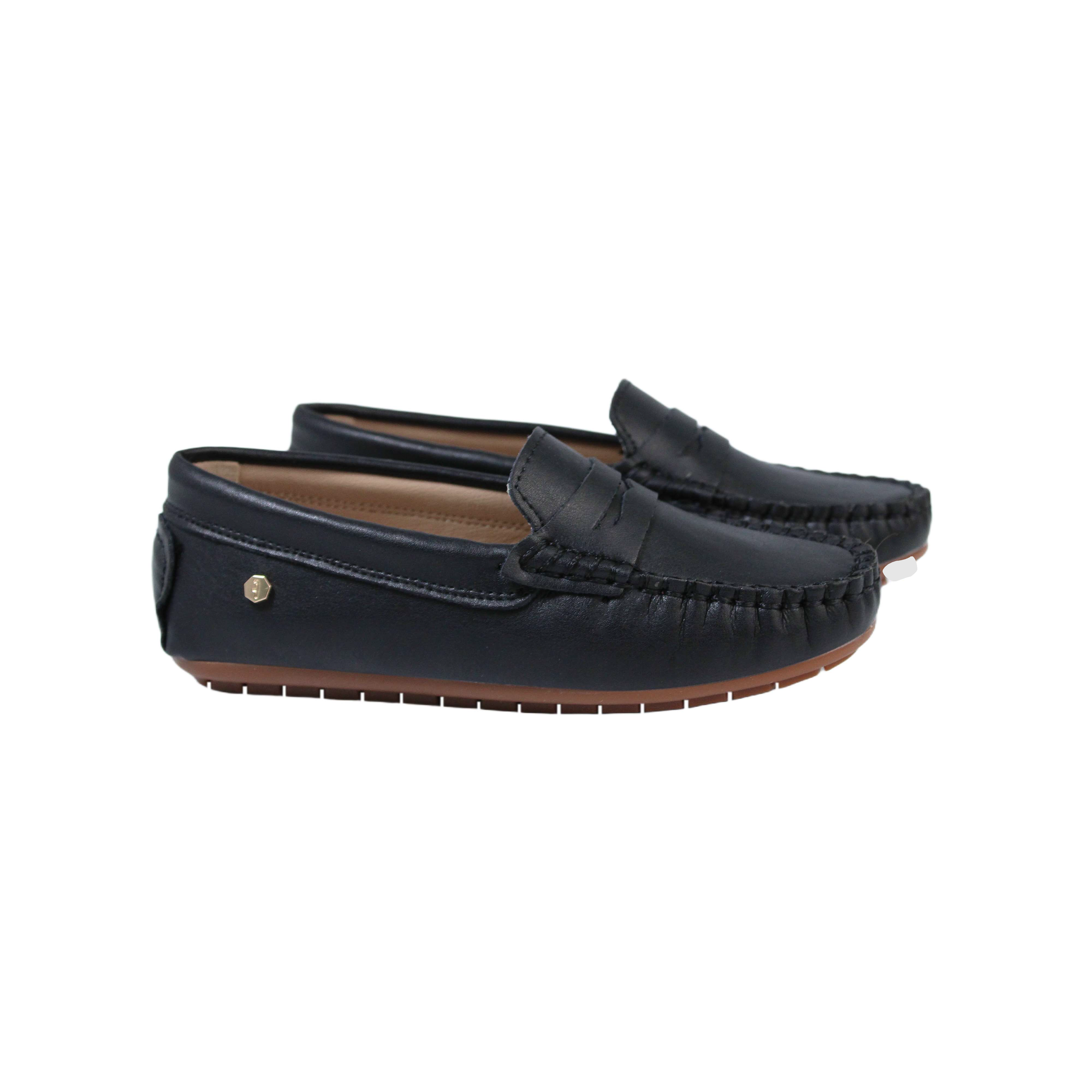 Fintoes Black Leather Penny Loafer For Work And School