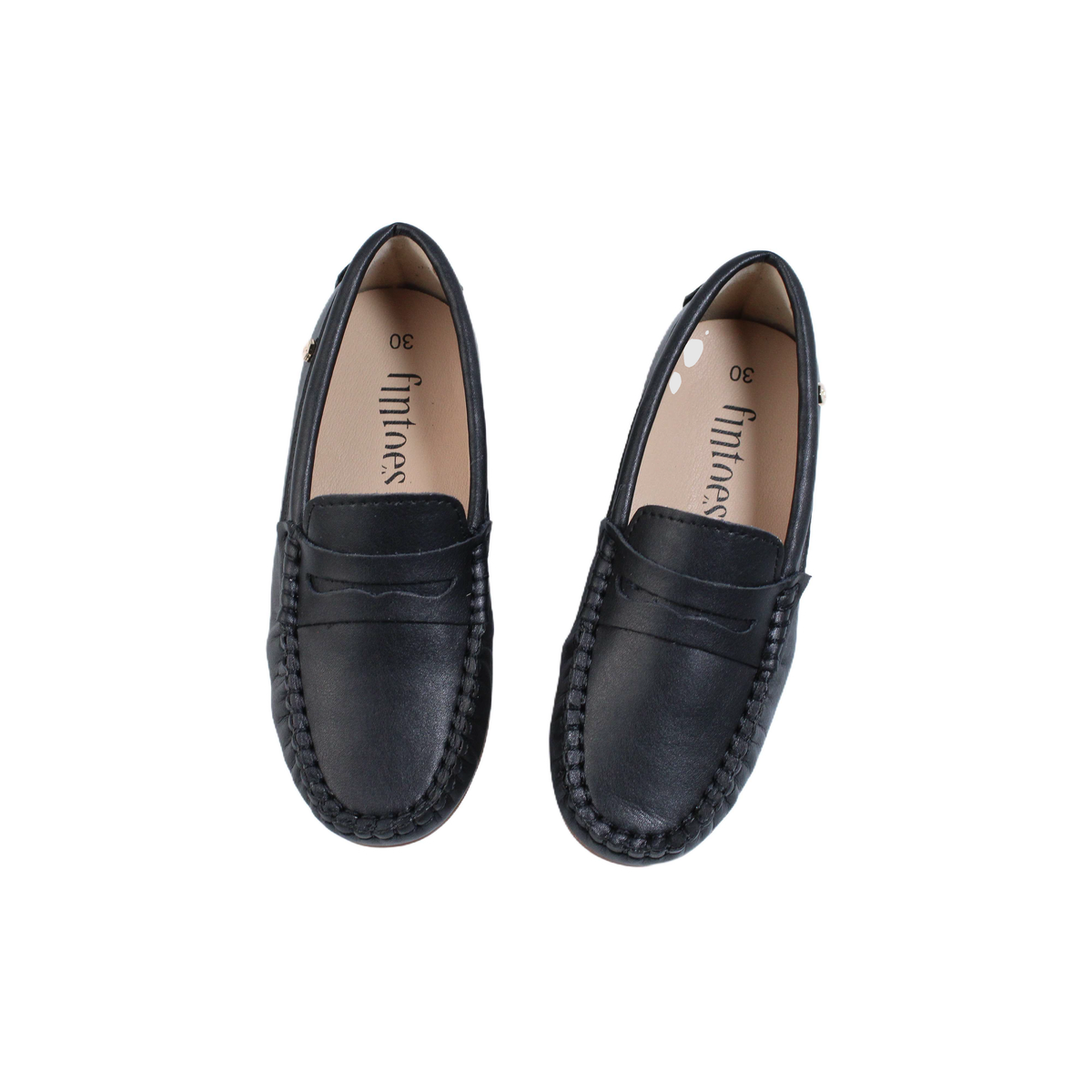 Fintoes Black Leather Penny Loafer For Work And School