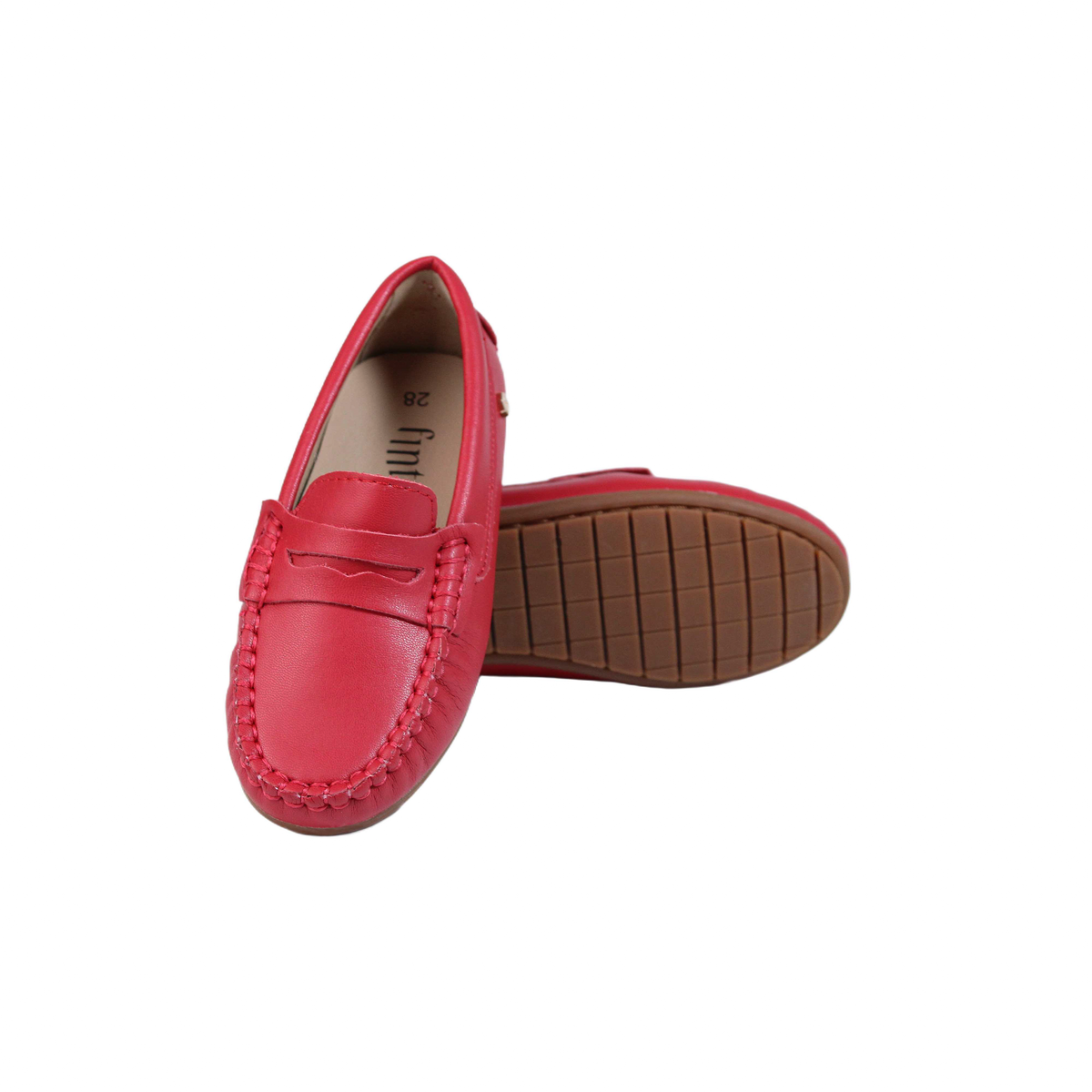 Fintoes Kids' Red Leather Penny Loafers