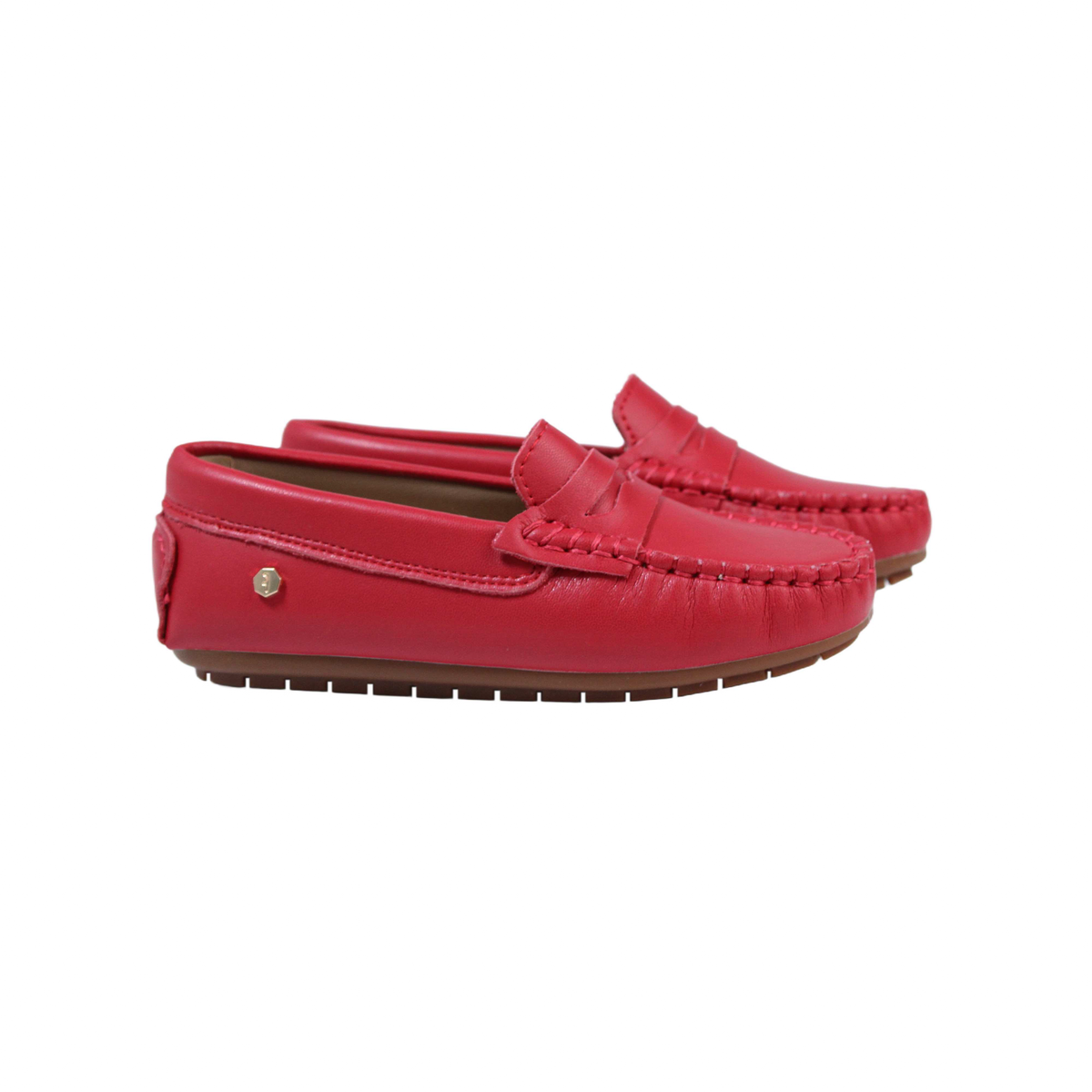 Fintoes Kids' Red Leather Penny Loafers
