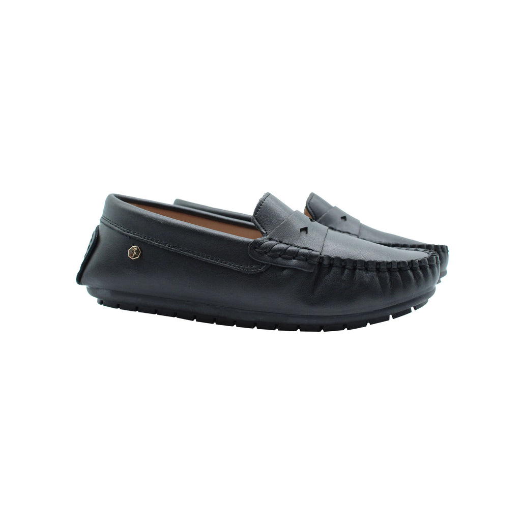 Fintoes Black Leather Loafer For Work And School
