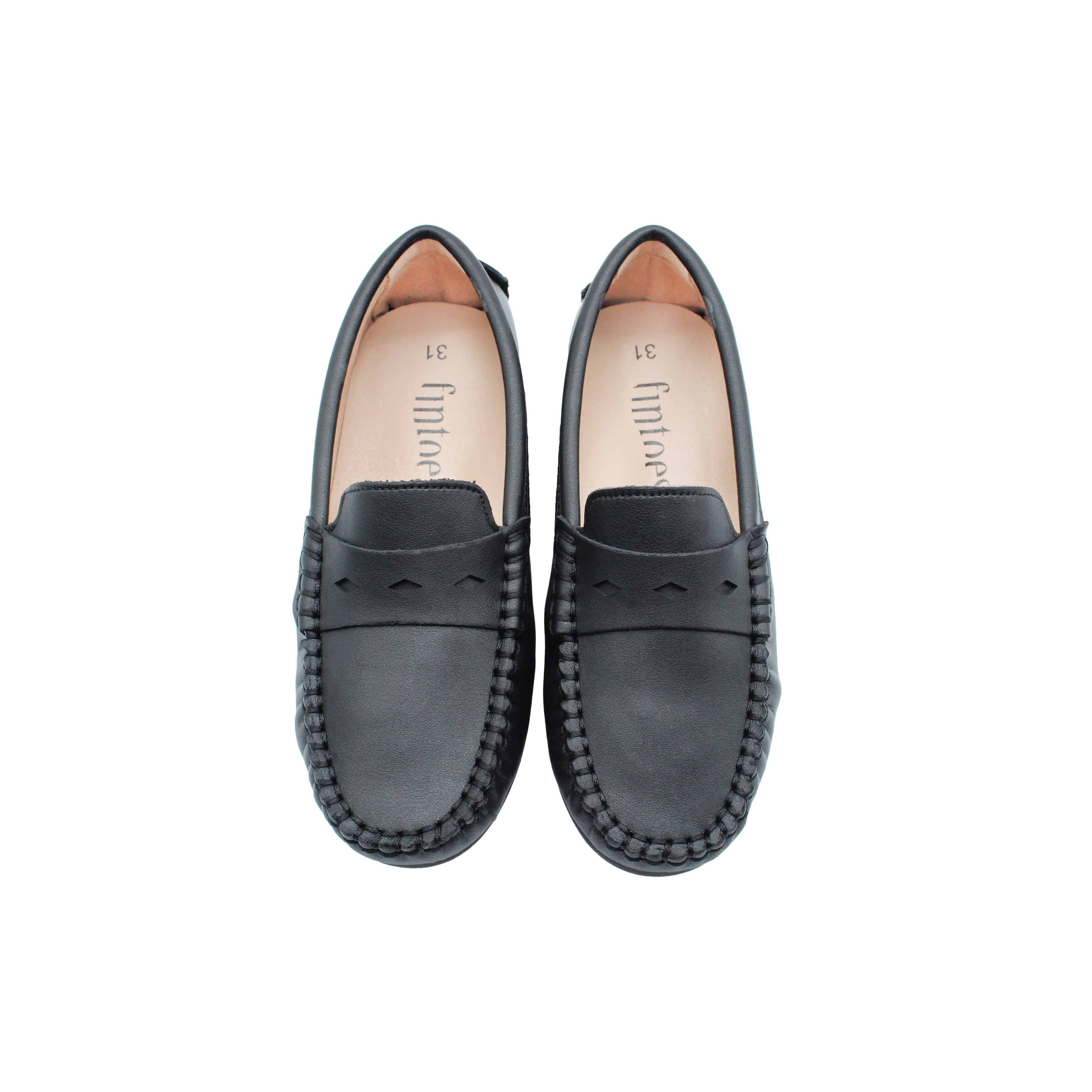 Fintoes Black Leather Loafer For Work And School