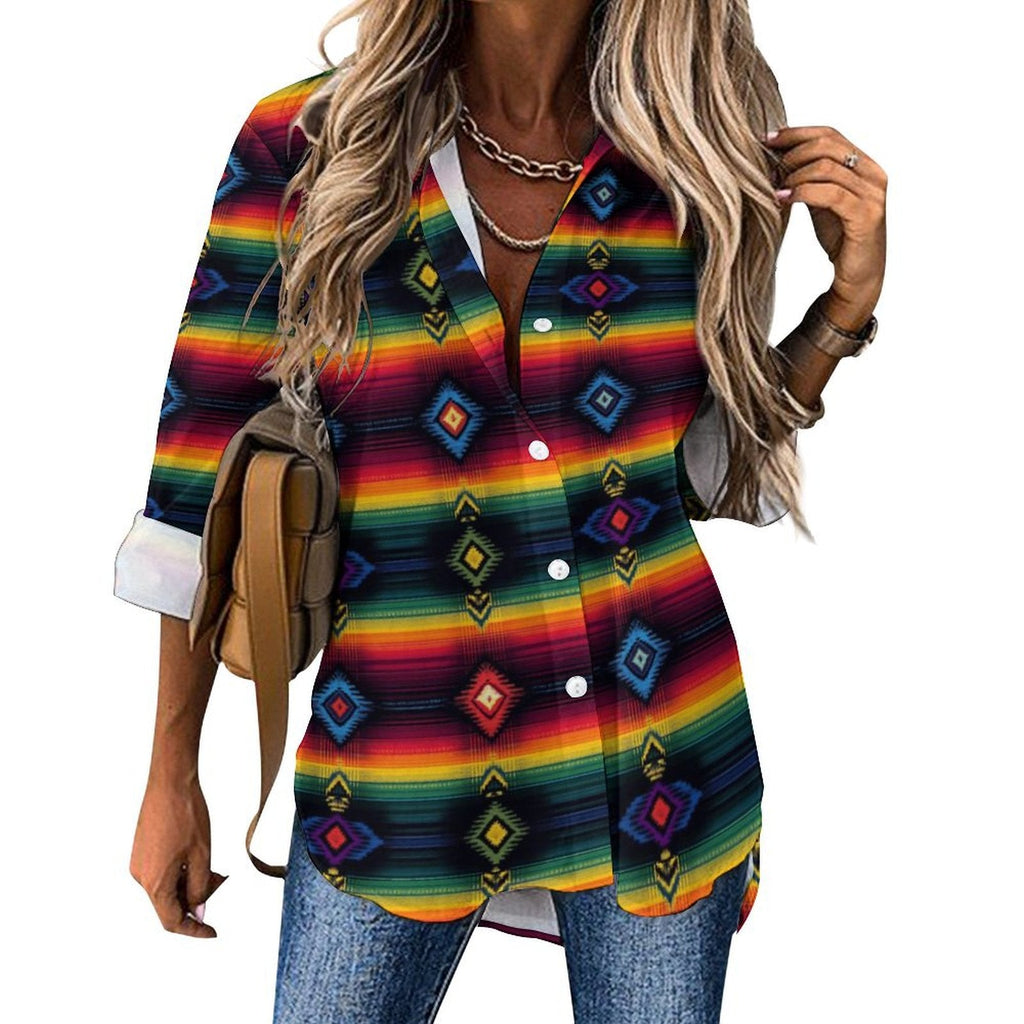 Baha Ranch Colores de Mexico Serape Button up Blouse