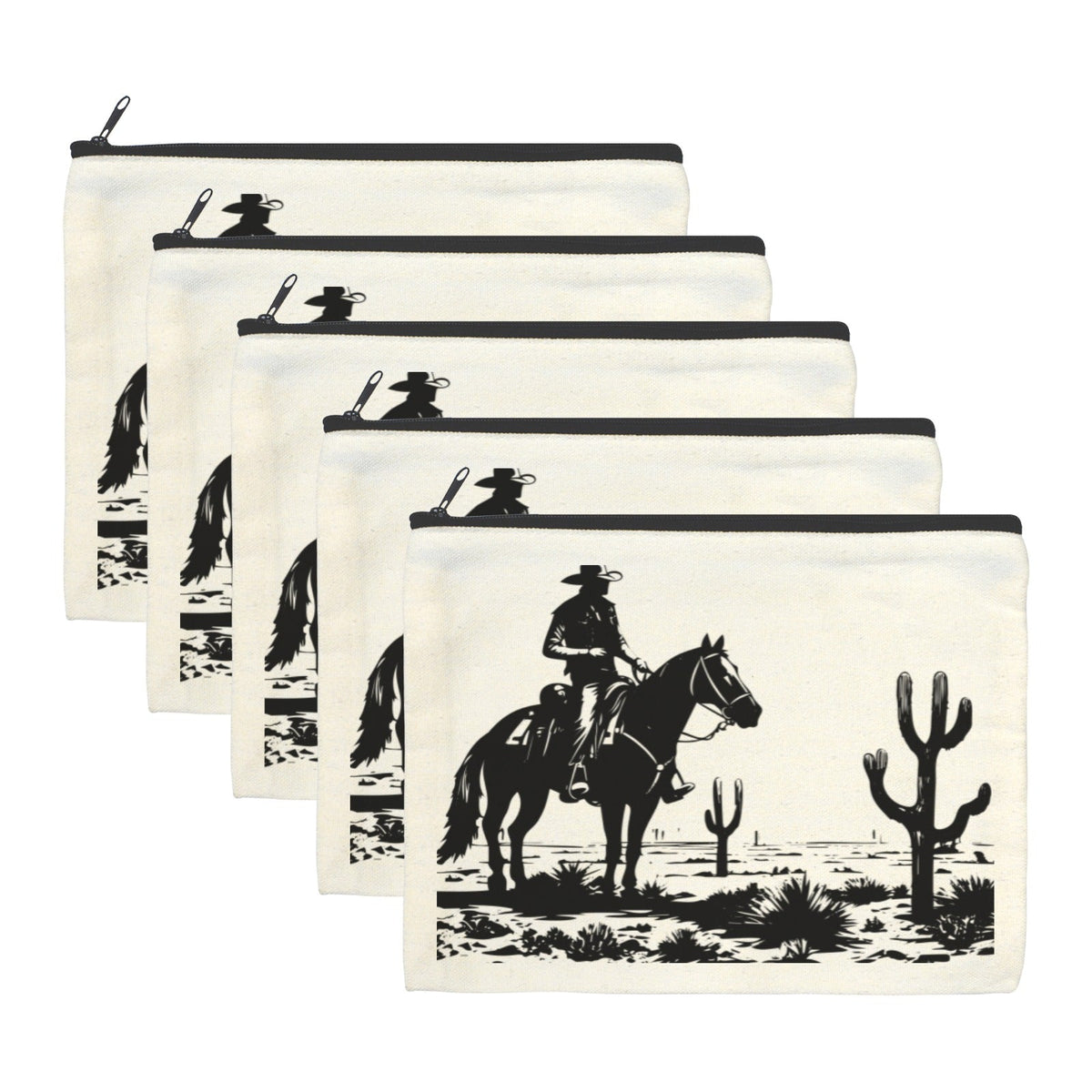 Black White Desert Cosmetic Bag Pack of 5 Made in America