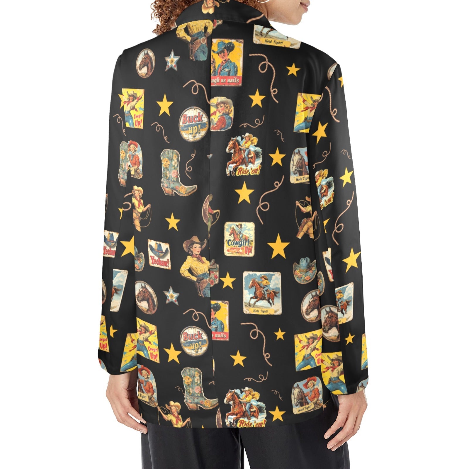 Vintage Cowgirl Collage Western Blazer