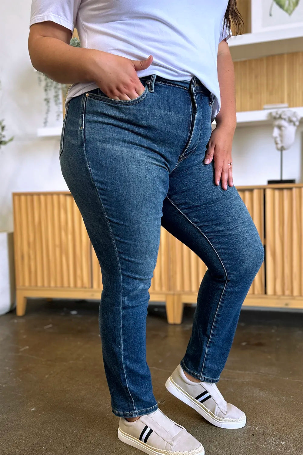 Garden Naked Judy Blue Full Size Tummy Control High Waist Slim Jeans